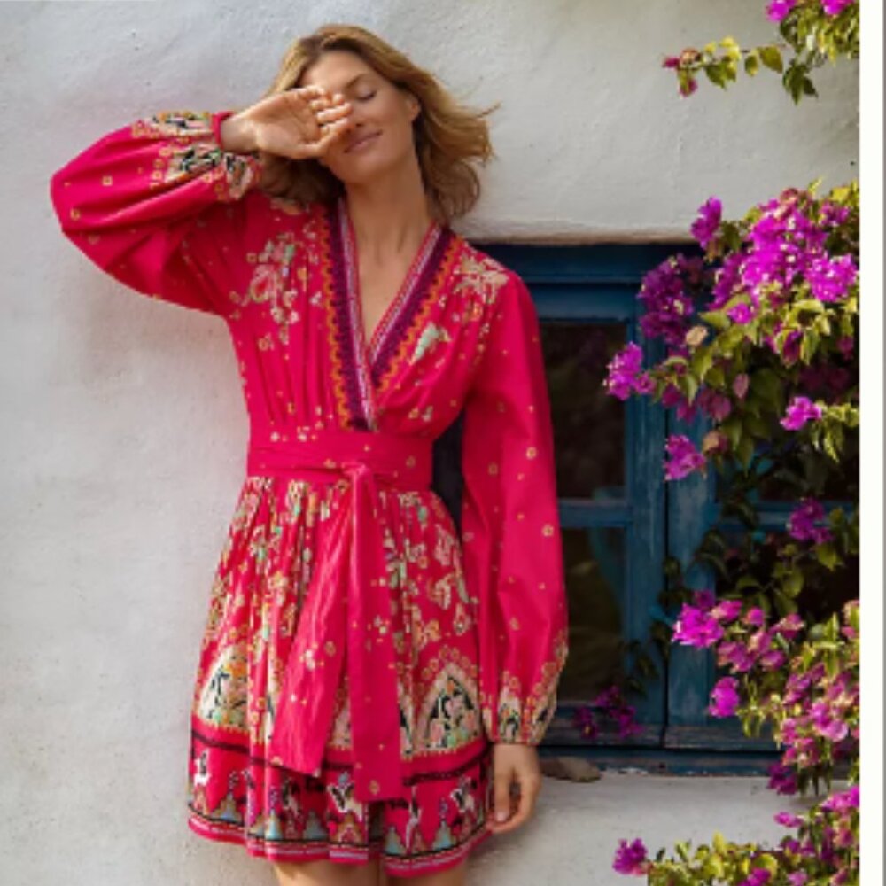 Antro Raquel Embroidered Mini Dress